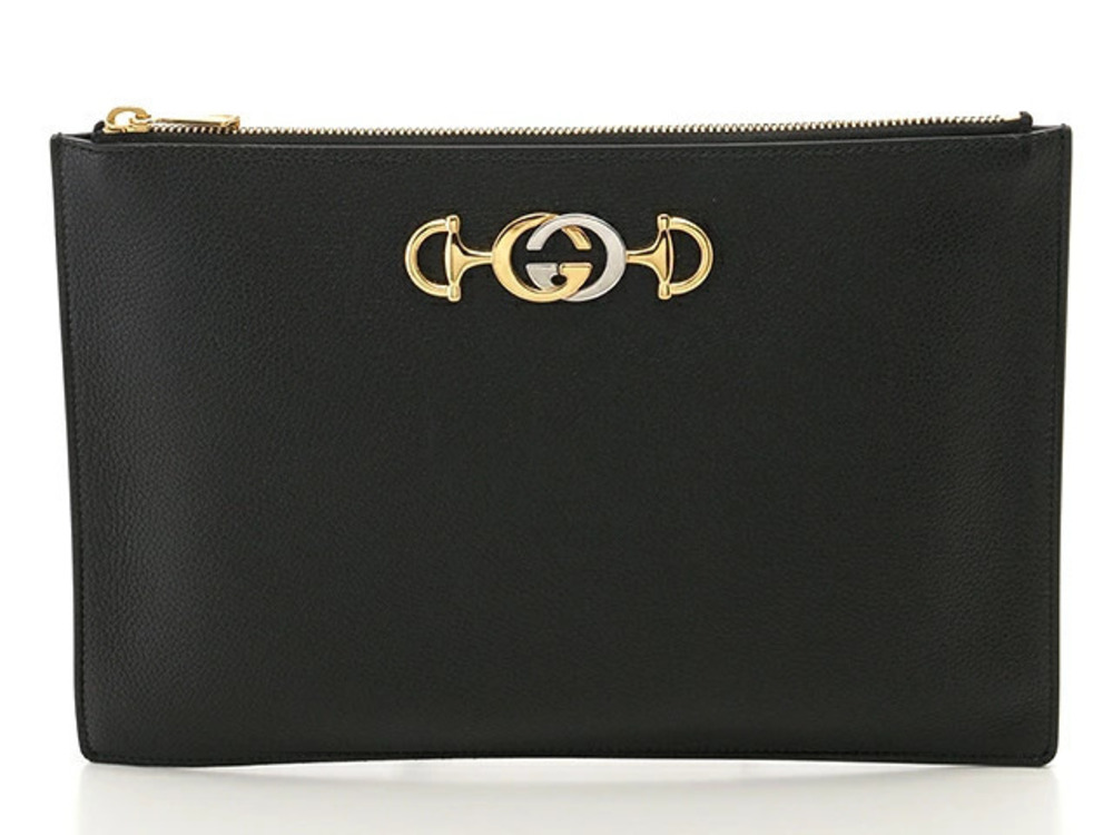Gucci Clutch Bag Shoulder Zumi Embossed Leather